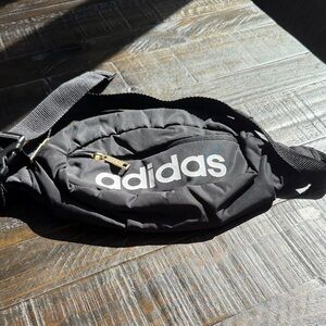 Adidas Originals Black Belt Bag with Gold Zipper
